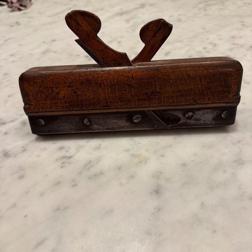 Antique Wooden Rabbet Plane T Freckelton Carpenter Tool Primitive Woodworking